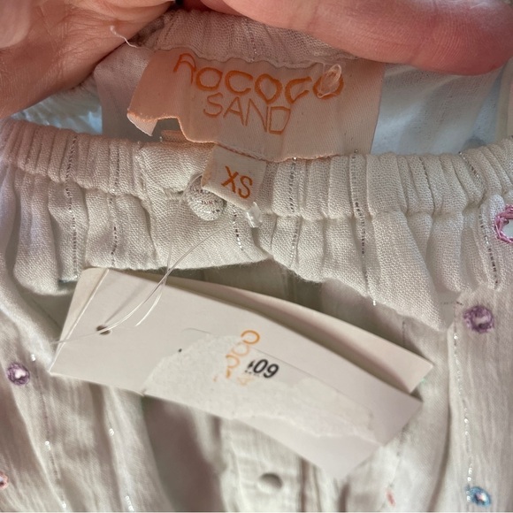 Rococo Sand Embellished Plissé Cropped Top Off White Size XS - Picture 9 of 13